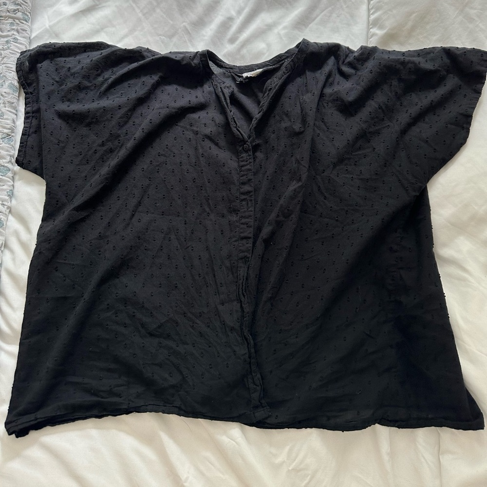 India Collection Emerson Fry Swiss Dot Blouse OS Black One Size